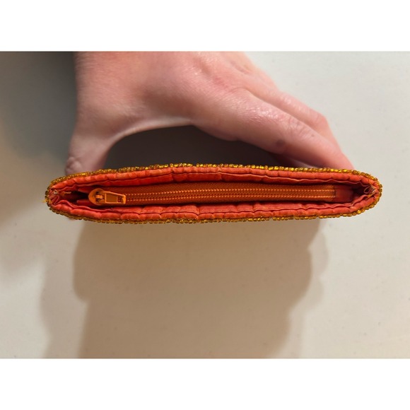 Small Beaded Purse Wallet Zip Closure Colorful Boho Orange Purple Pink Cute - Picture 4 of 8